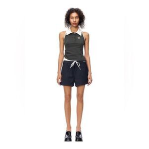 NWOT Ann Andelman black striped drawstring shorts